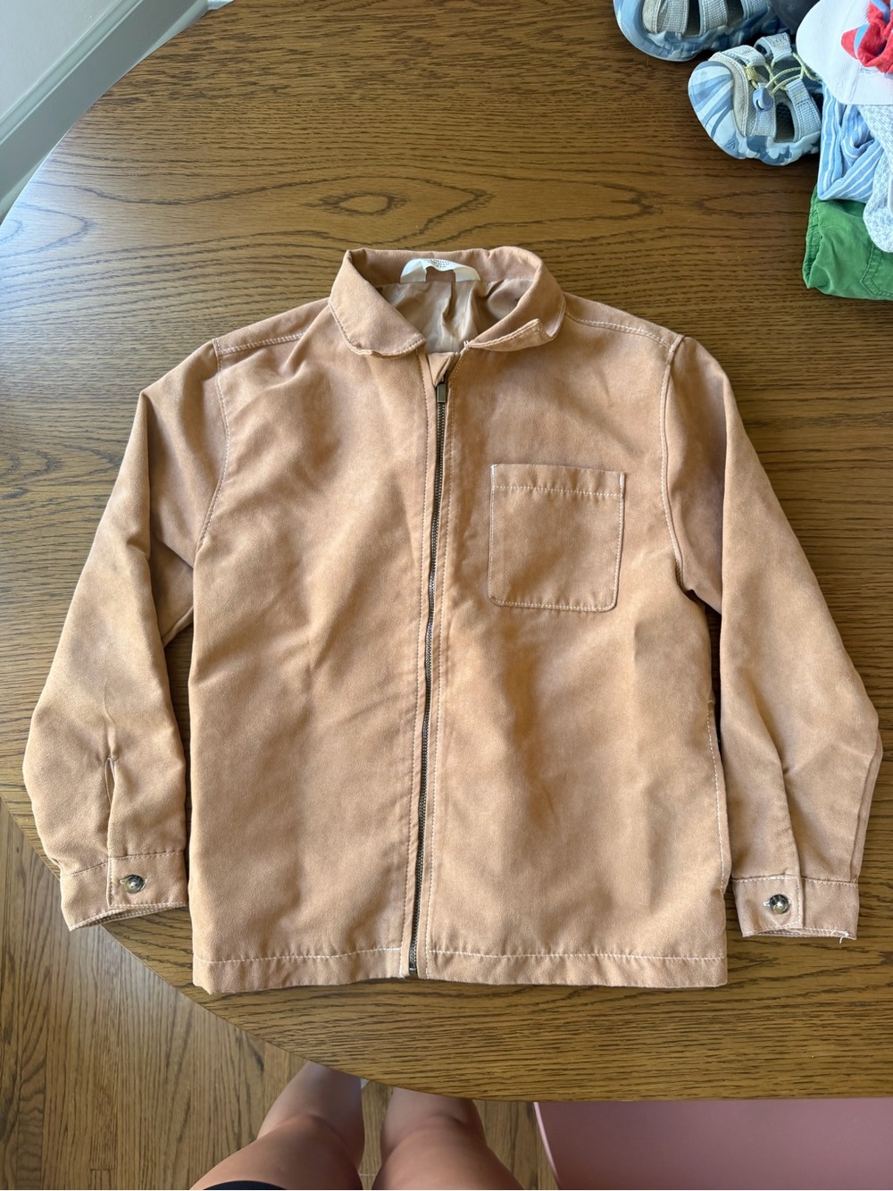 H&M Light Brown Zip-Front Shirt Jacket